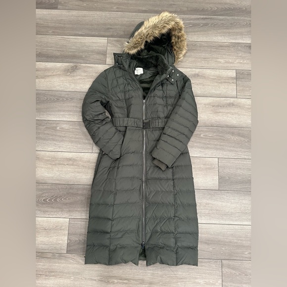Seraphine Maternity and Babywearing Down Jacket, 
Khaki Color, Size 4 - Picture 1 of 6